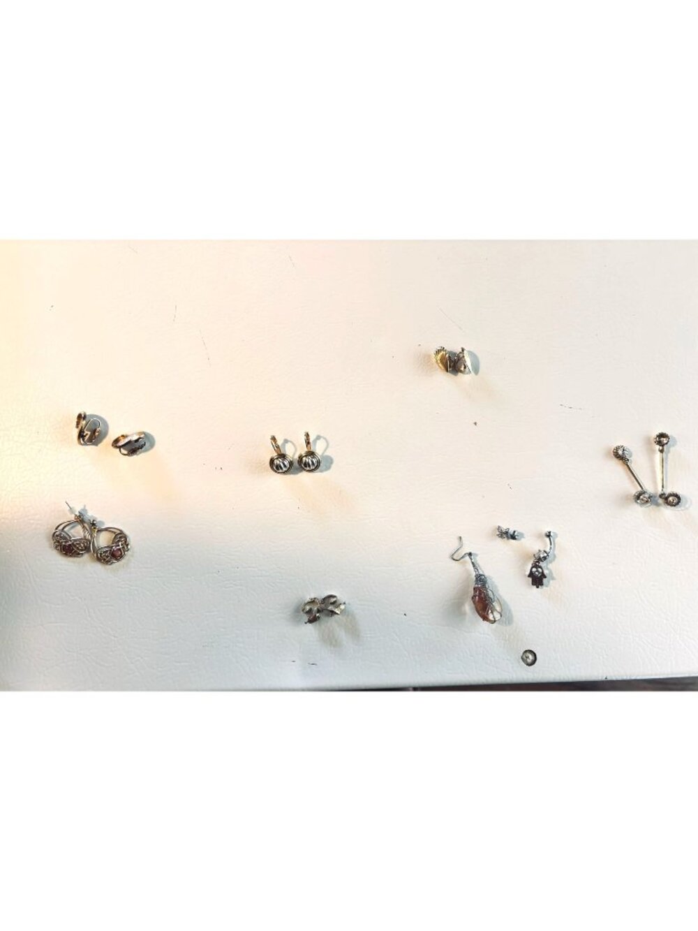Vintage Mixed Earrings Lot - Clip-Ons Dangling Studs & Bar Styles In Gold & Silv